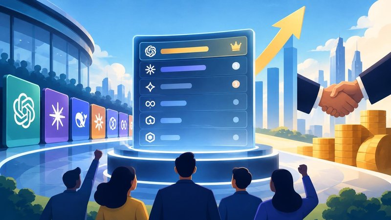 AI-generated illustration: the story "AI leaderboard Arena raises $200 million at $3.1 billion valuation"