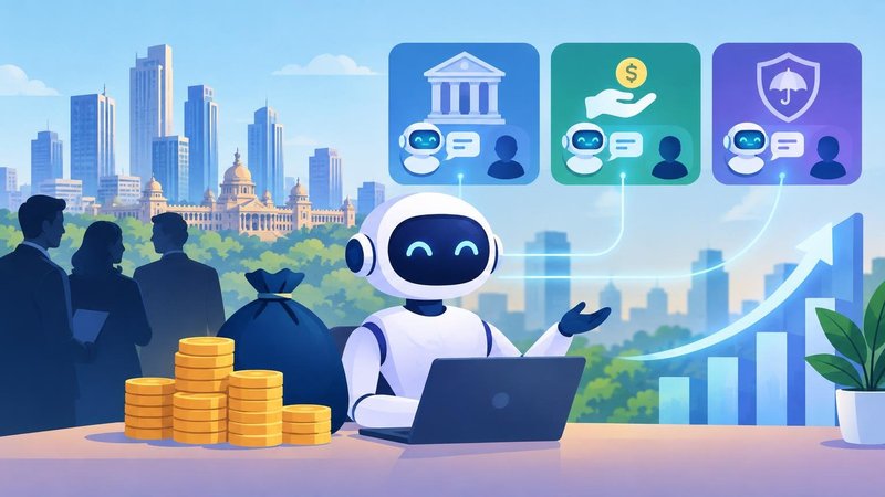 AI-generated illustration: the story "Bengaluru's Desible.ai raises Rs 32 crore for AI agents that serve banks and insurers"
