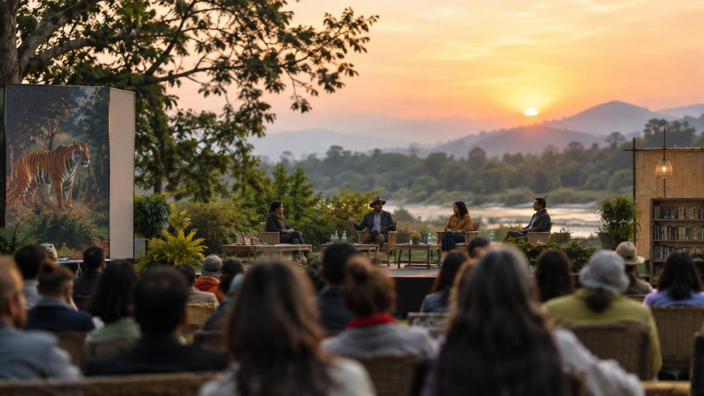 AI-generated representative image: the story "Corbett Literature Festival 2026 Ends With Wildlife, Culture and Heritage Sessions"