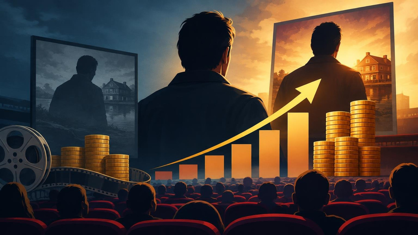 AI-generated illustration: the story "Drishyam 3 earns Rs 245.50 crore net in first week, beating Drishyam 2"