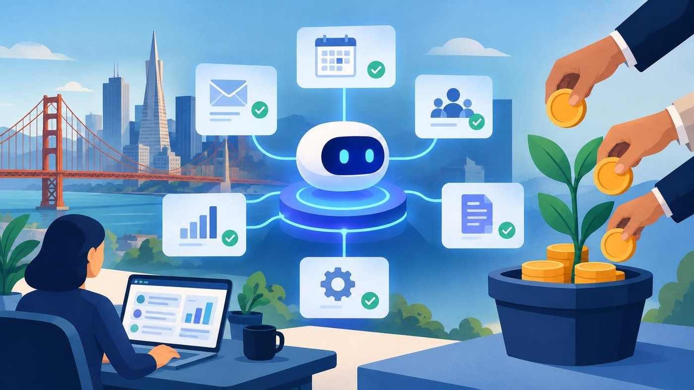 AI-generated illustration: the story "Hone raises $60 million seed round for AI agents that run business operations"