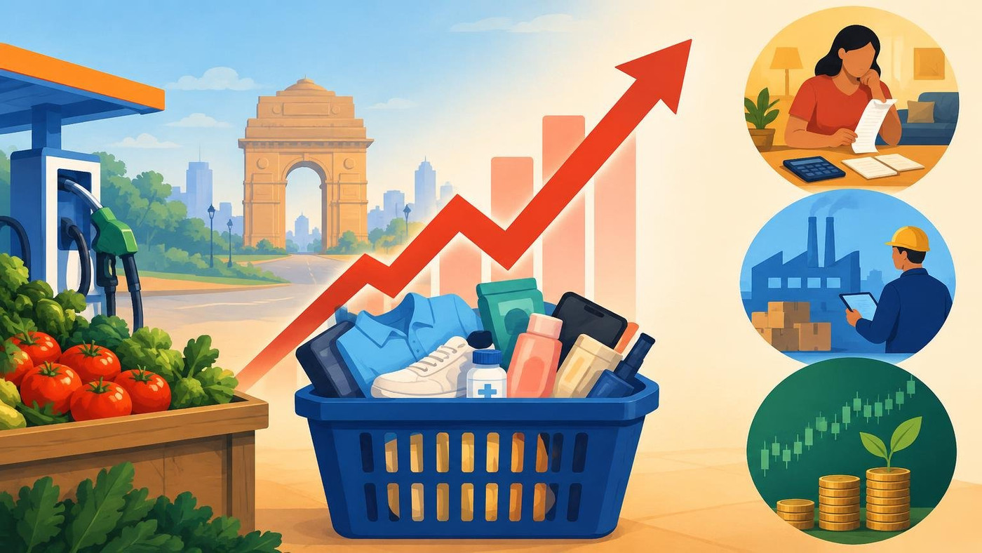 AI-generated illustration: the story "India CPI Inflation Broadens Beyond Food and Fuel: What It Means"