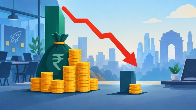 AI-generated illustration: the story "Indian start-up funding drops sharply in early October as big rounds vanish"