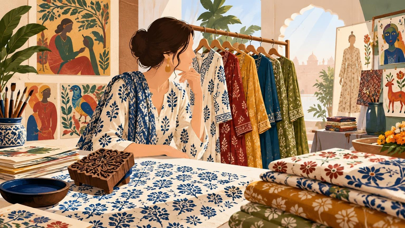 AI-generated illustration: the story "Max Fashion Project New: Kalki Koechlin Curates Craft-Led Festive Range"