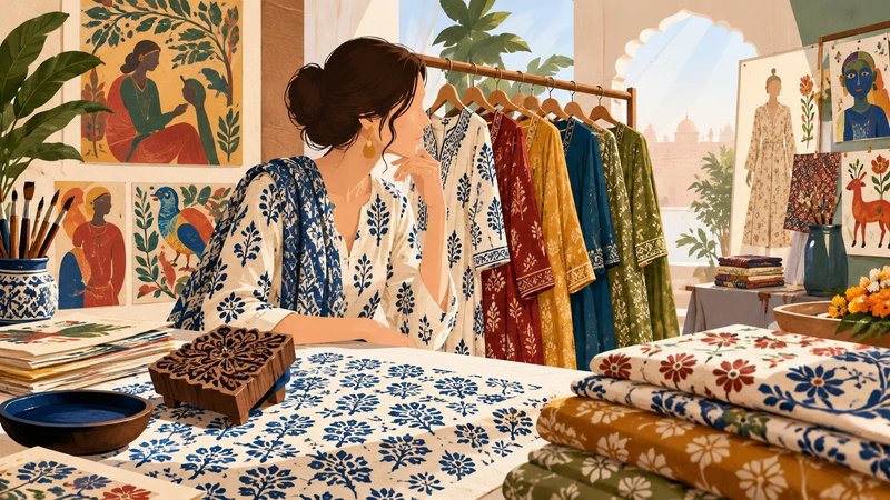 AI-generated illustration: the story "Max Fashion Project New: Kalki Koechlin Curates Craft-Led Festive Range"