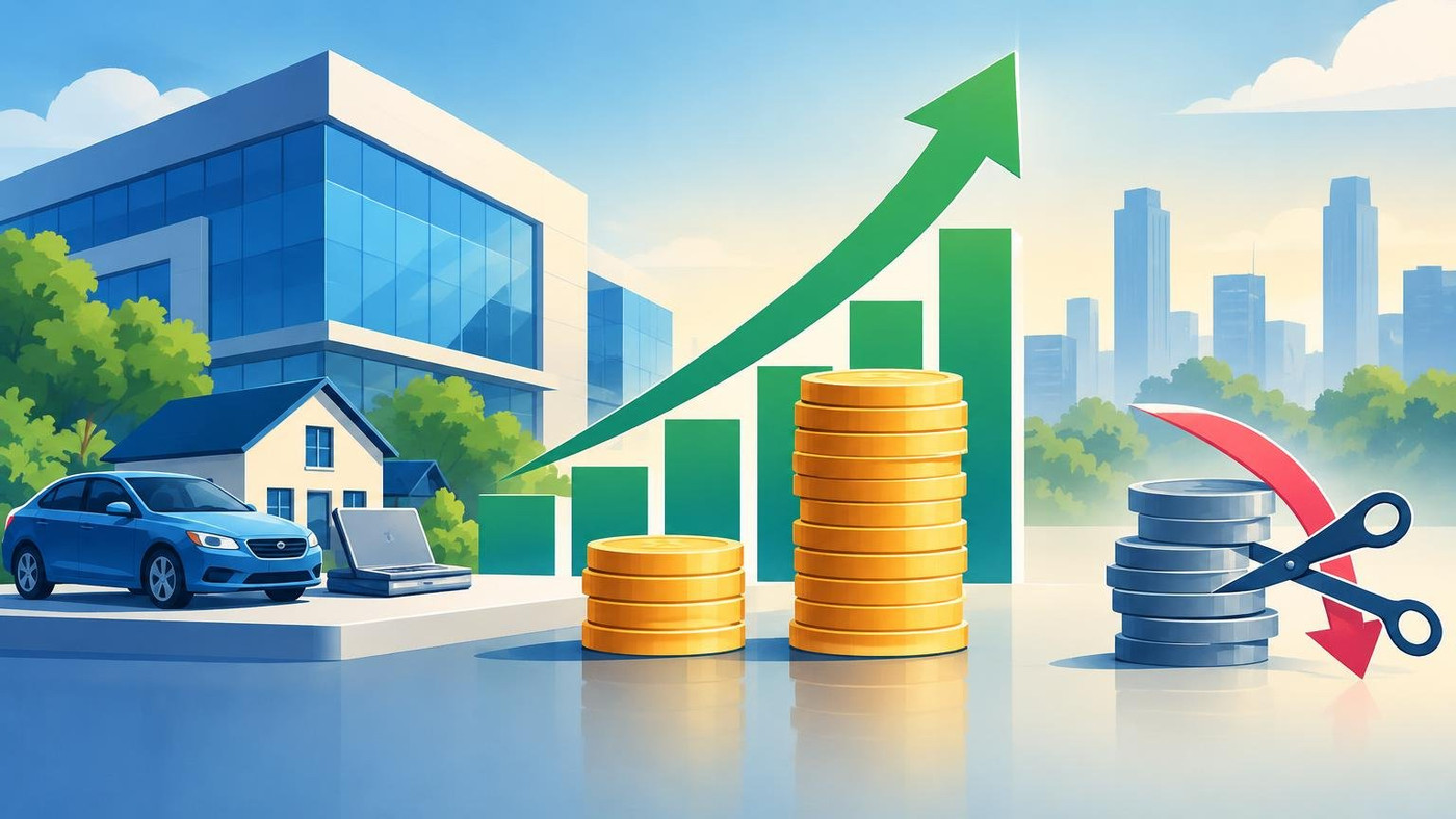 AI-generated illustration: the story "Poonawalla Fincorp Q2 profit jumps to Rs 375 crore as credit costs ease"