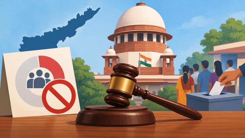 AI-generated illustration: the story "Supreme Court rejects Andhra plea to restore 34% BC quota in local body polls"