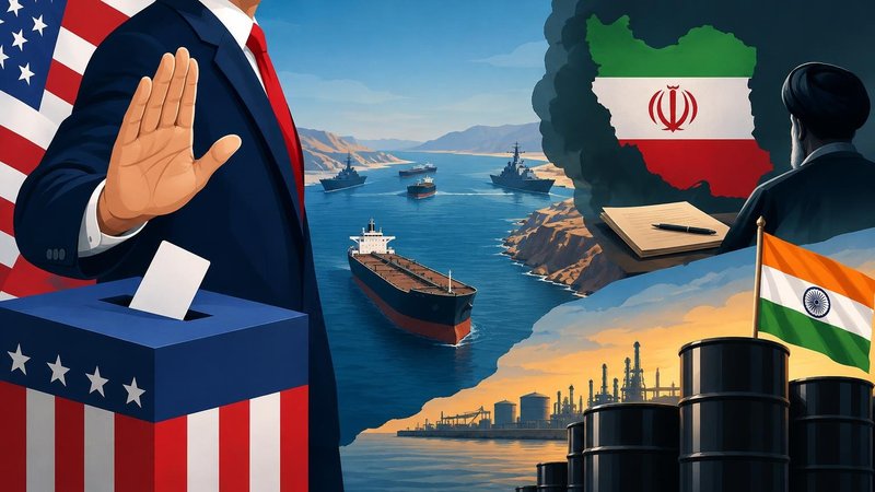 AI-generated illustration: the story "Trump rules out Iran strike before US midterms; what it means for India's oil security"