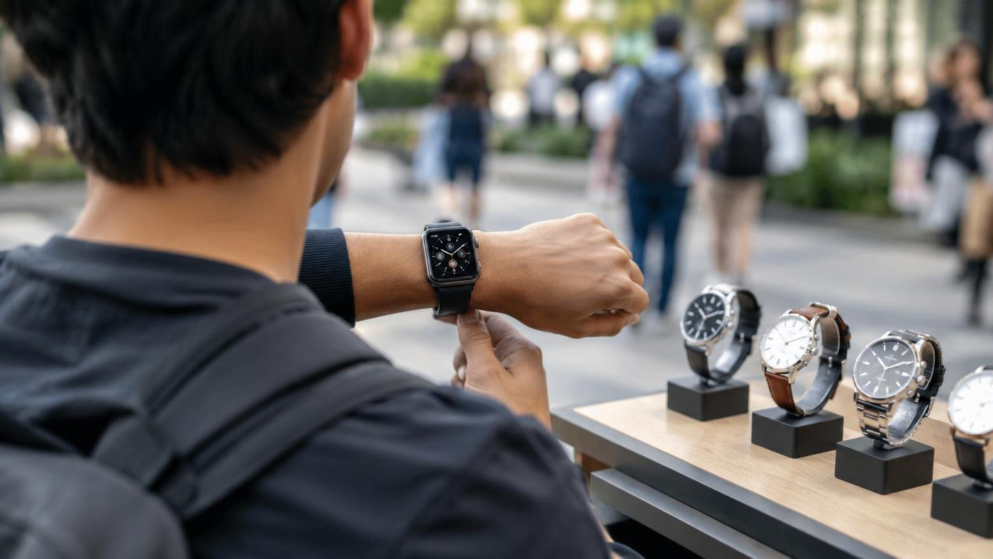 AI-generated representative image: the story "Wristwatch Trend in India: Analog Revival and Smartwatches Shape Youth Fashion"