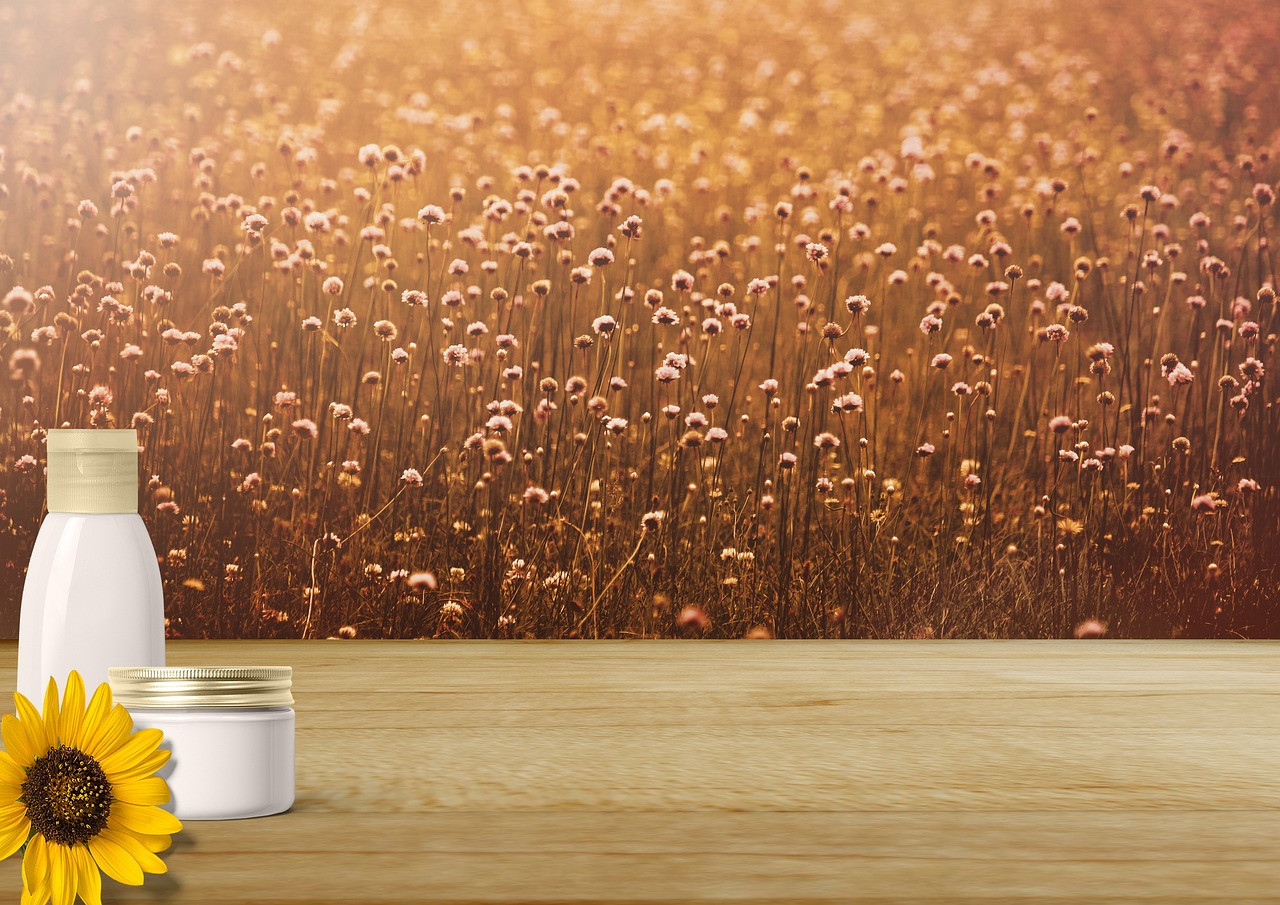 Representative image: cosmetics bottles on table
