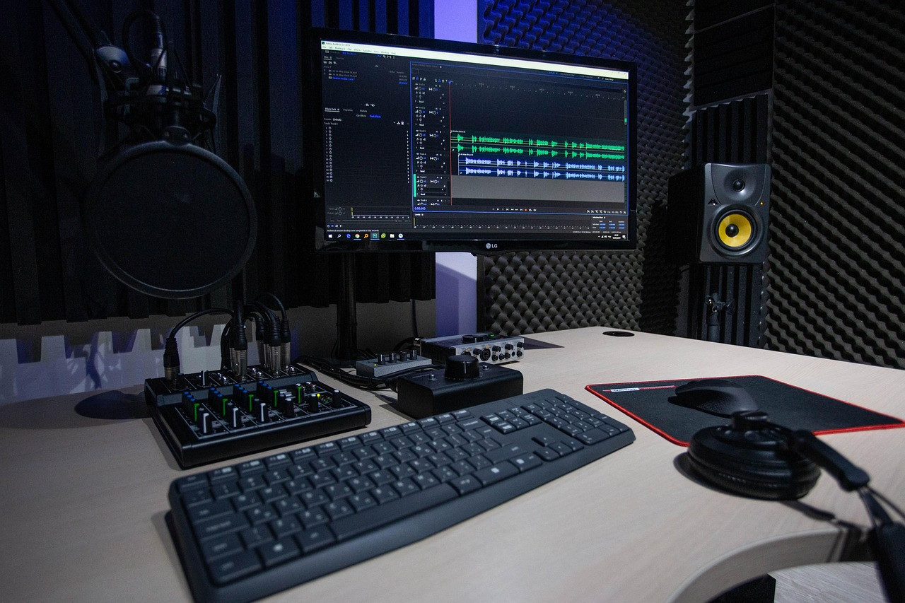 Representative image: podcast microphone headphones