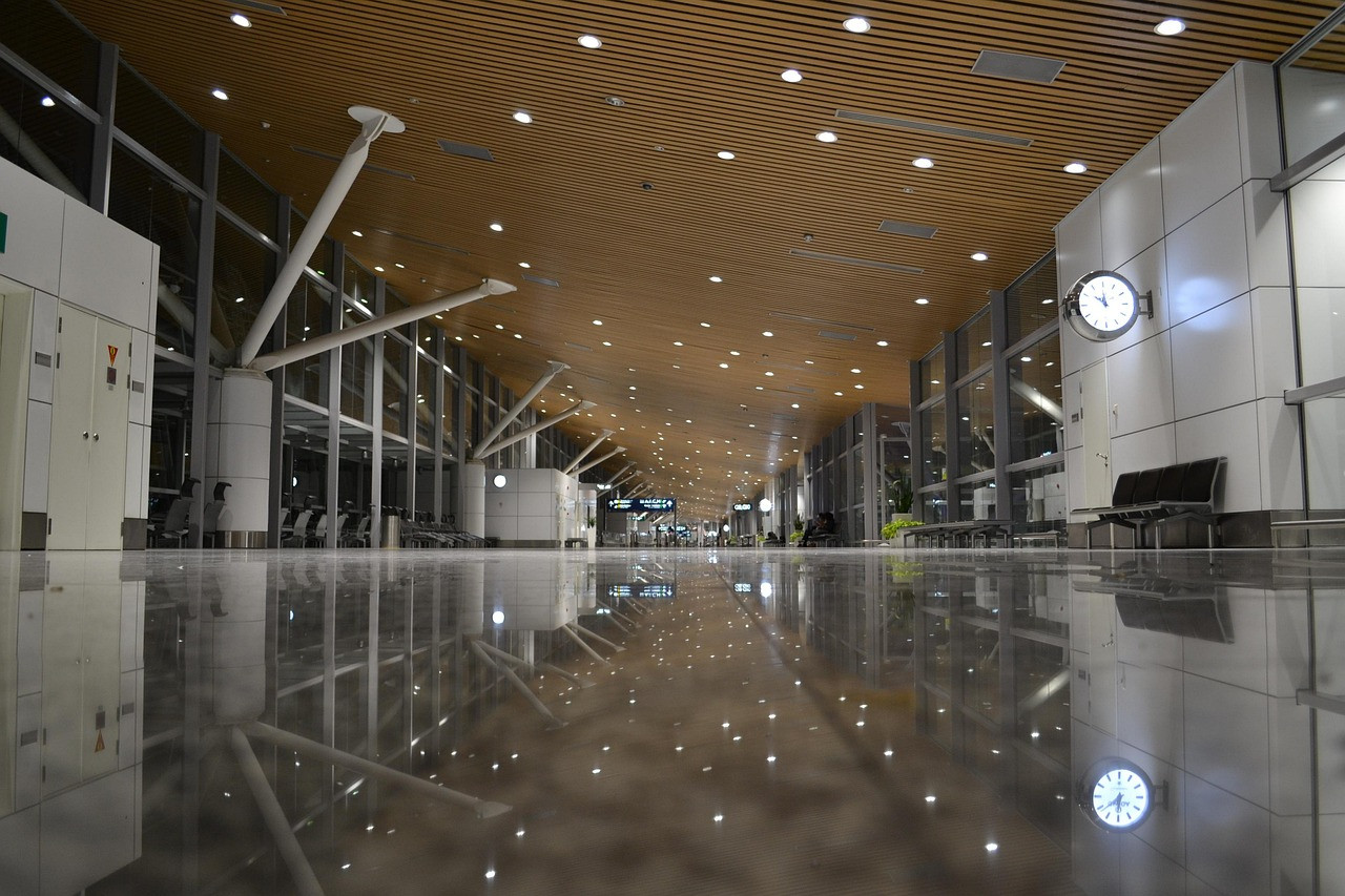 Representative image: empty airport terminal hall