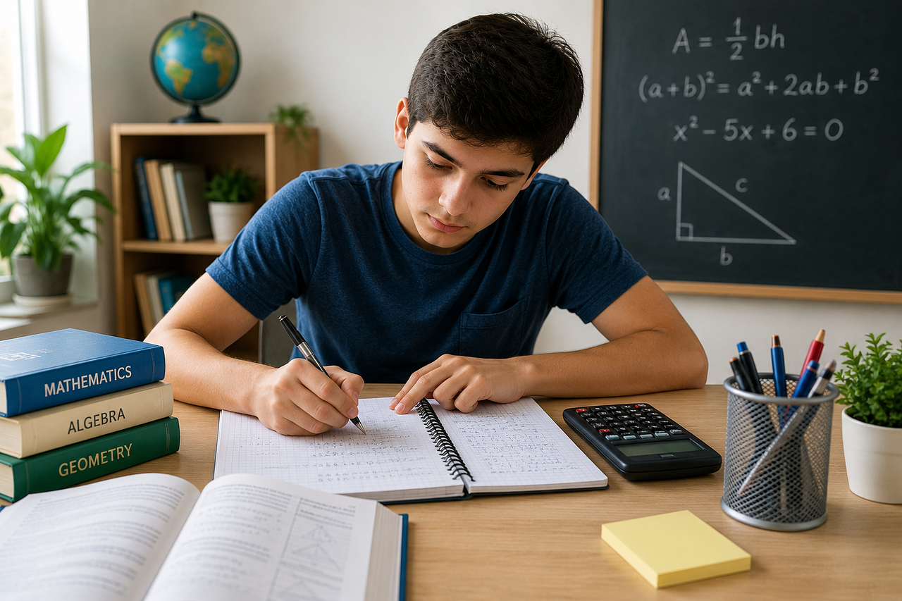 Representative image: student studying with calculator