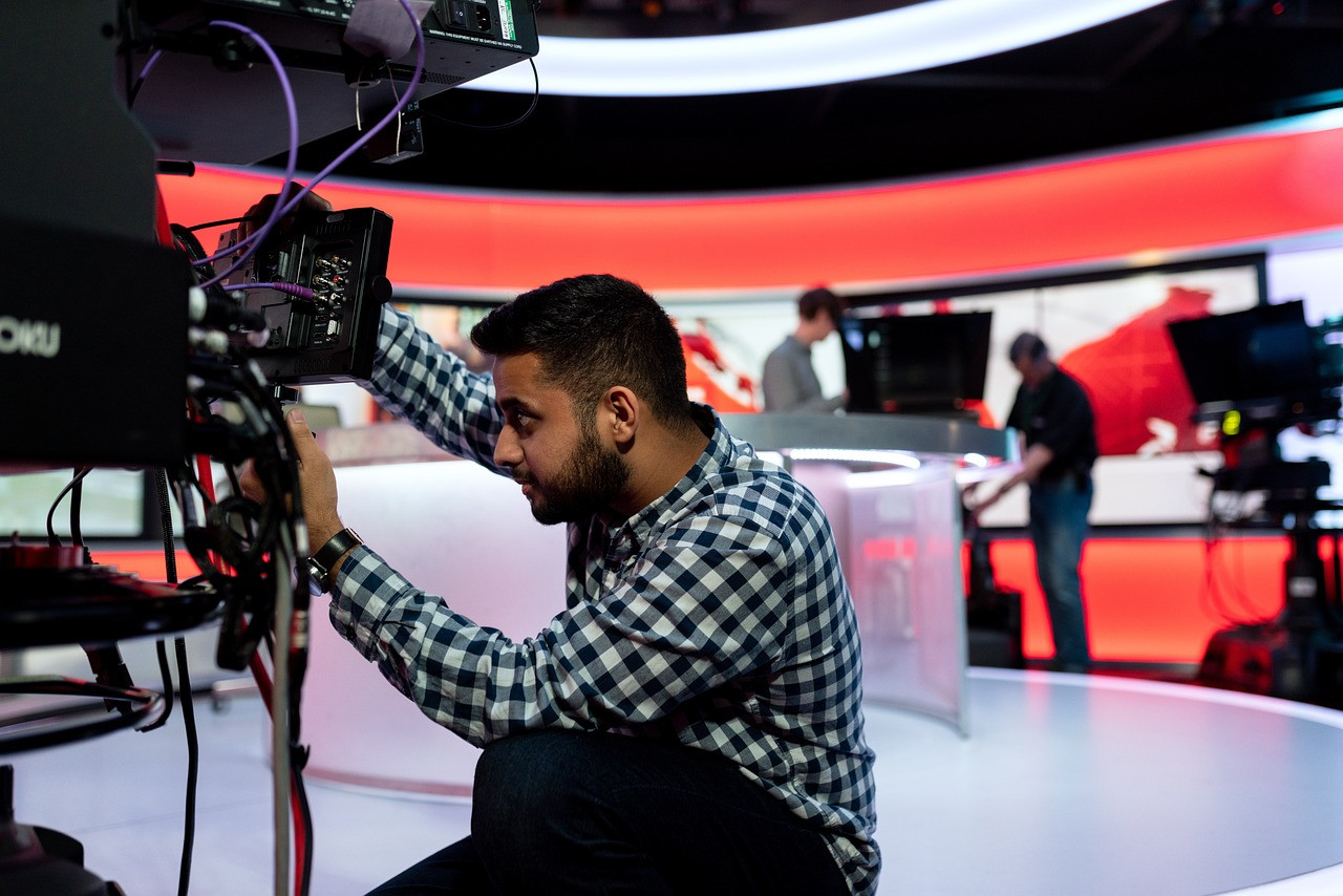 Representative image: television news studio camera