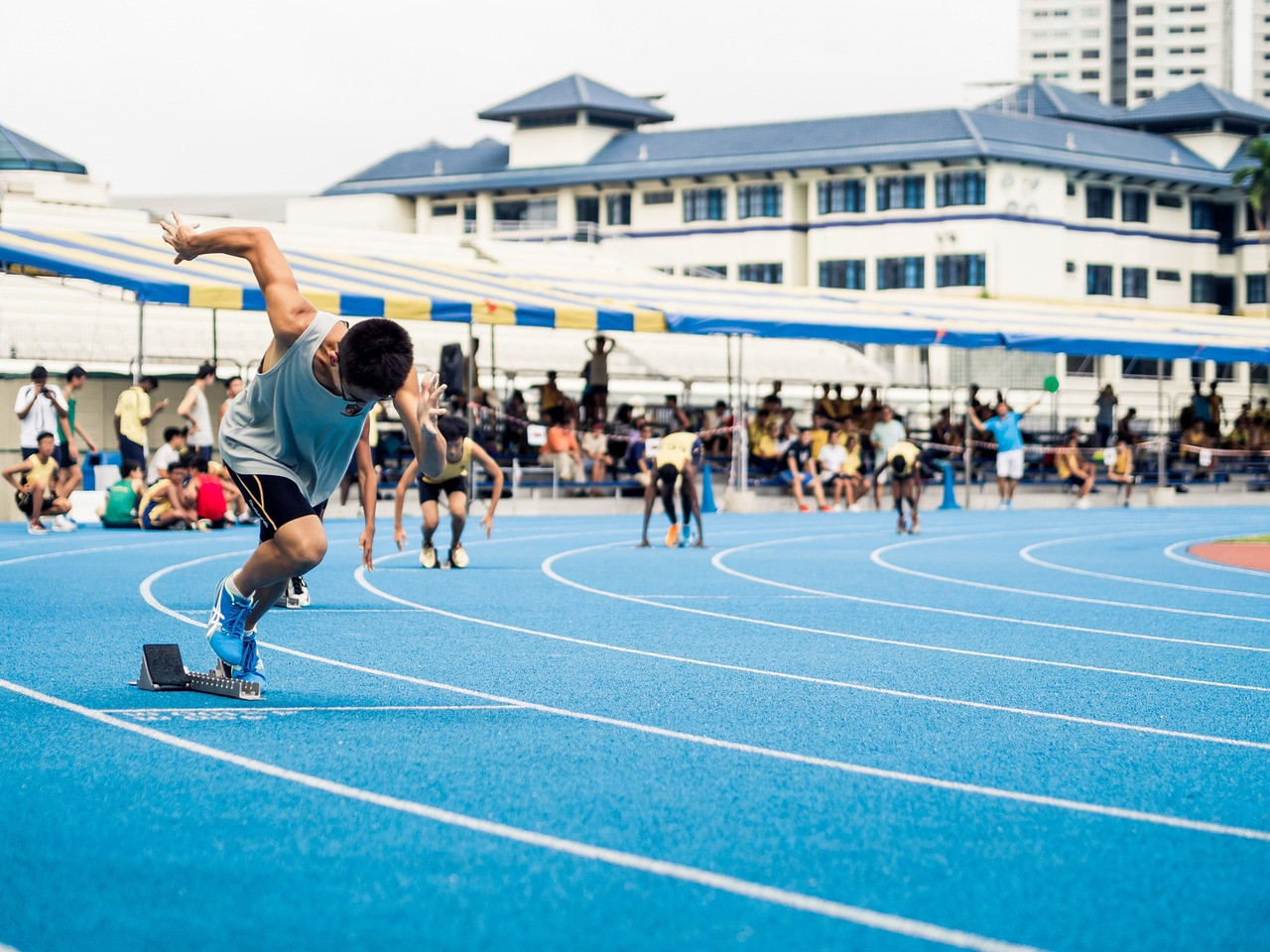 Representative image: running track starting blocks
