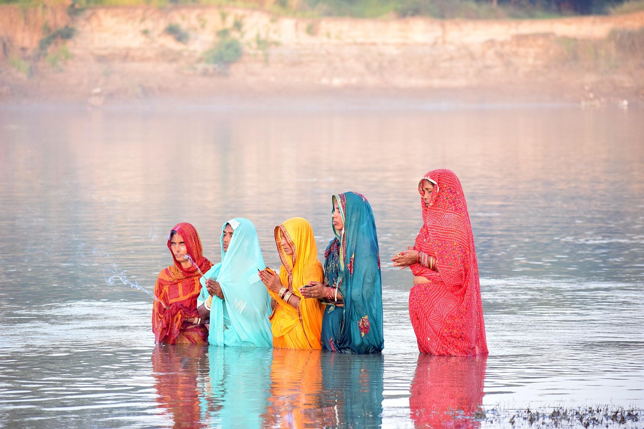 Representative image: chhath puja river sunrise offering