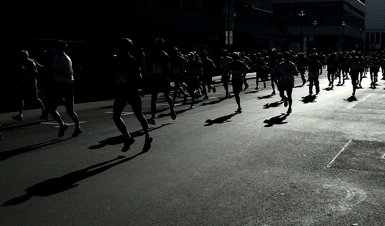 Representative image: marathon runners city street
