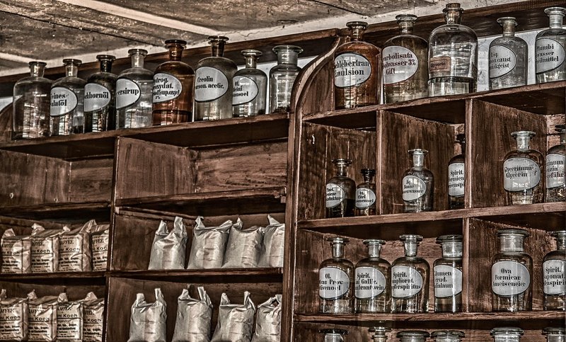 Representative image: herbal medicine bottles shelf