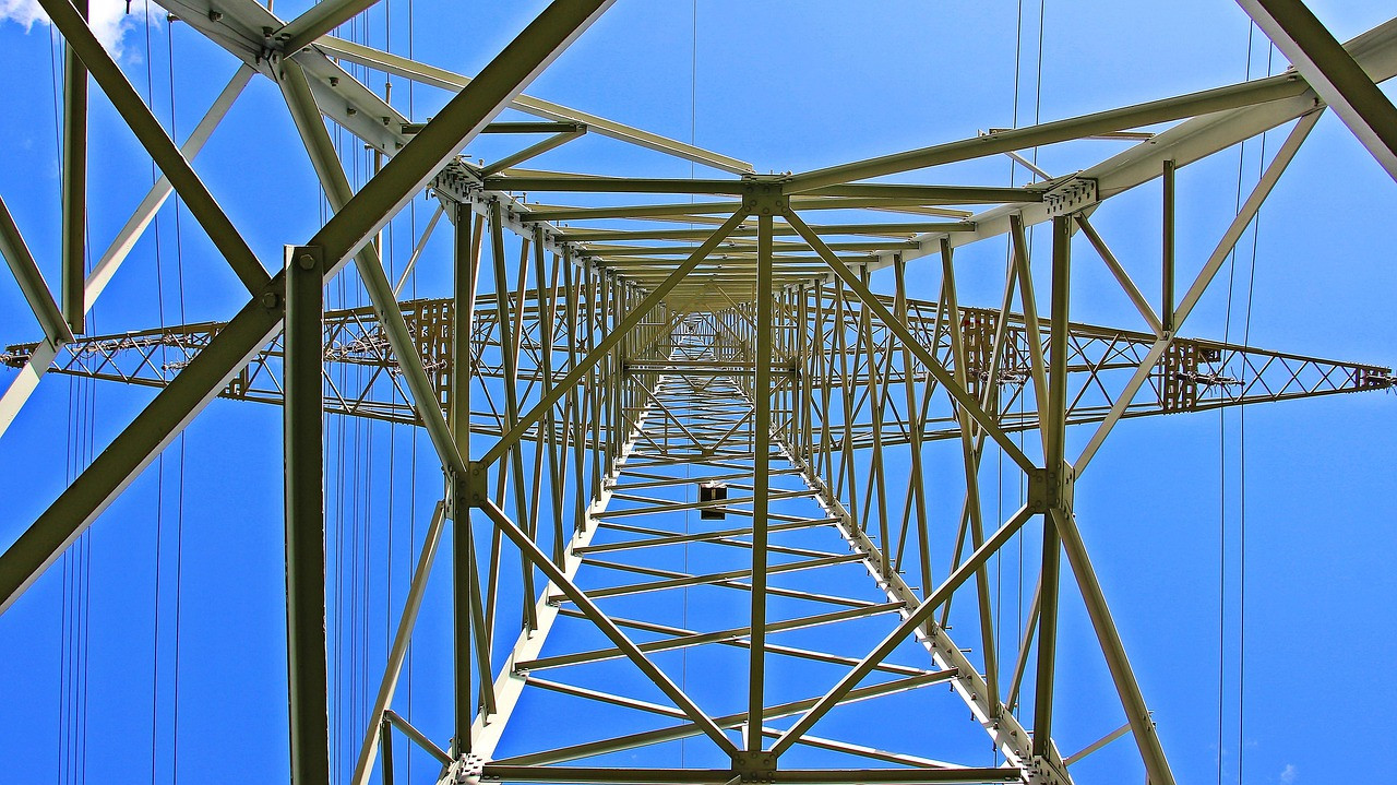 Representative image: electricity transmission towers power lines