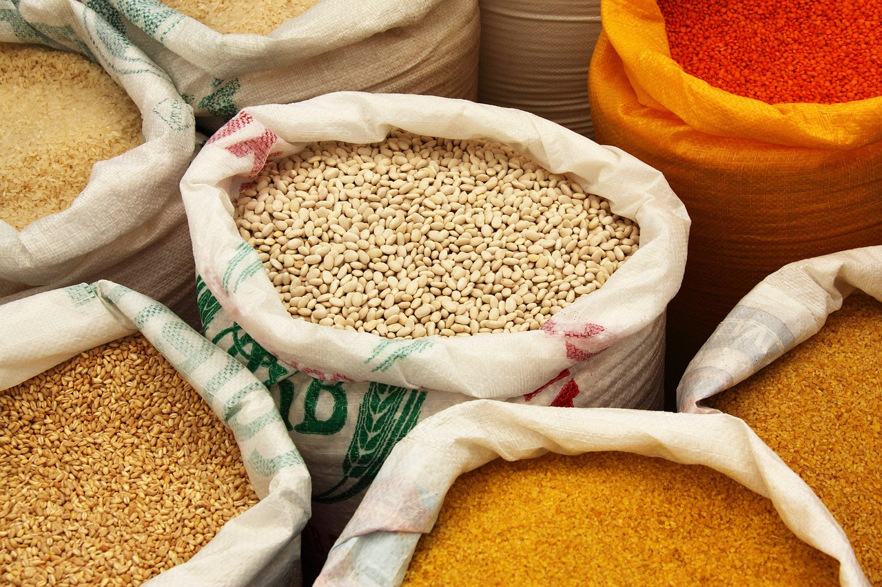 Representative image: grain market sacks wheat