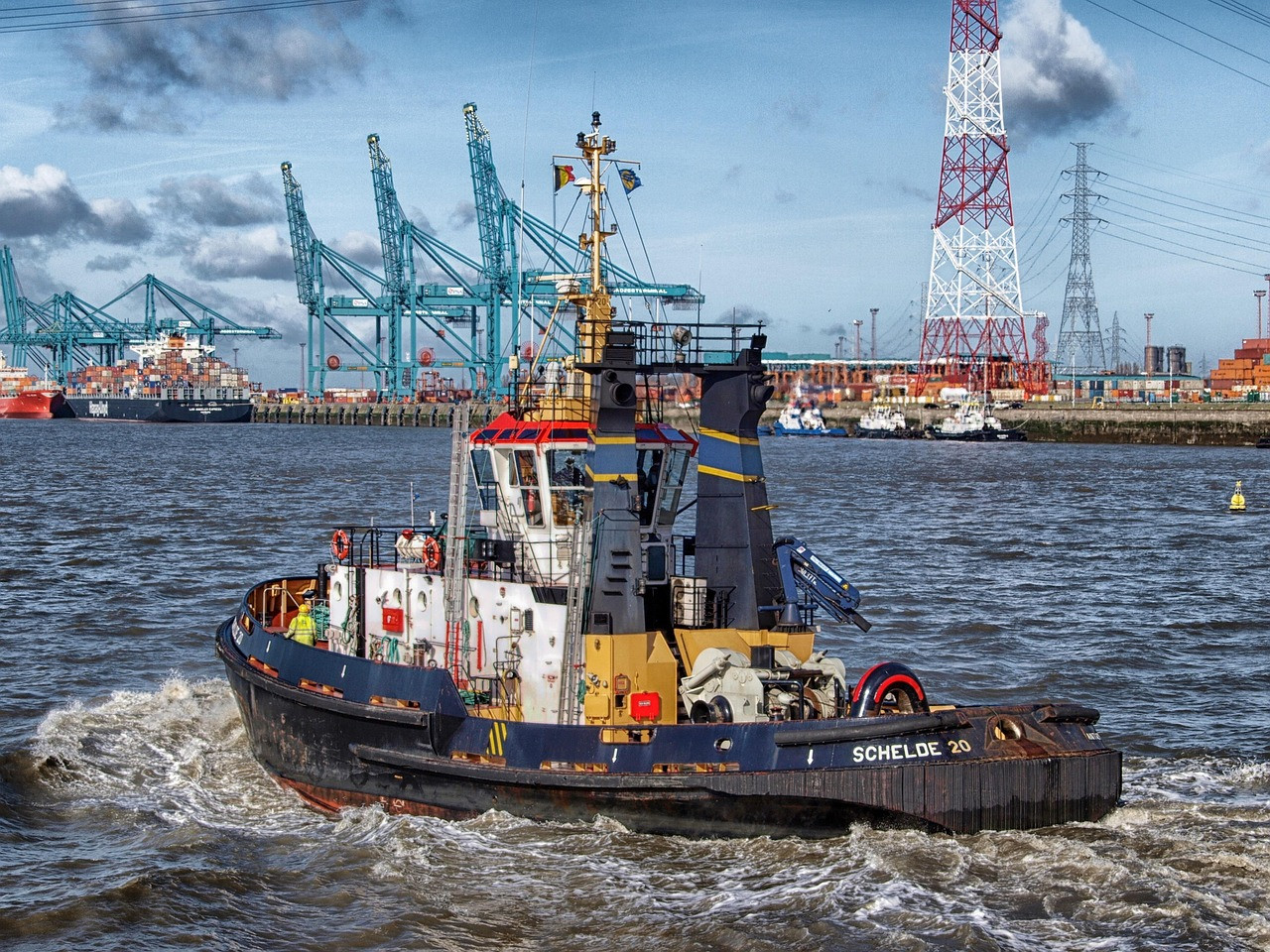 Representative image: shipping containers port cranes