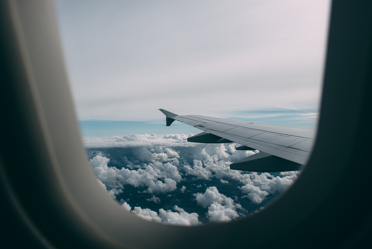 Representative image: airplane window wing view