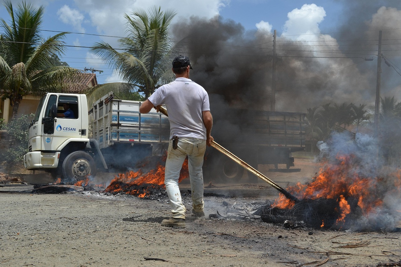 Representative image: burning tyre street