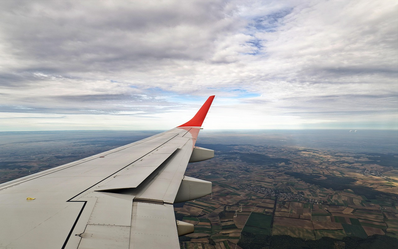 Representative image: airplane wing window view