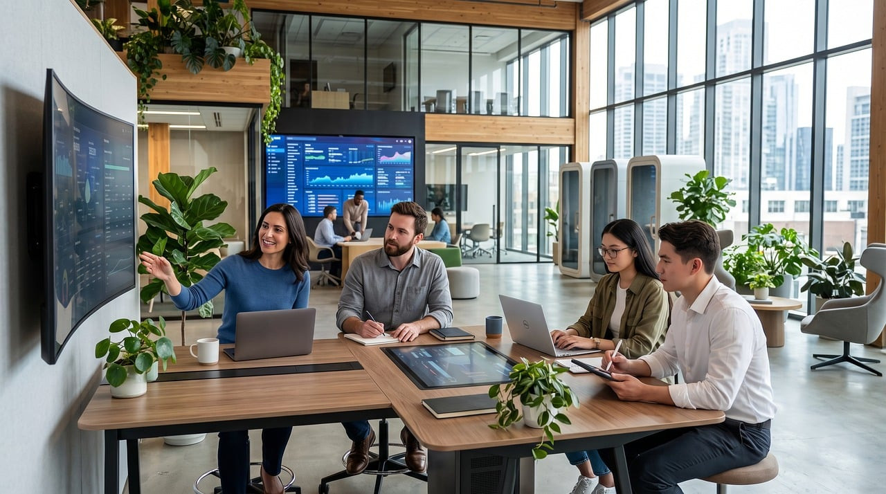 Representative image: startup team meeting laptops