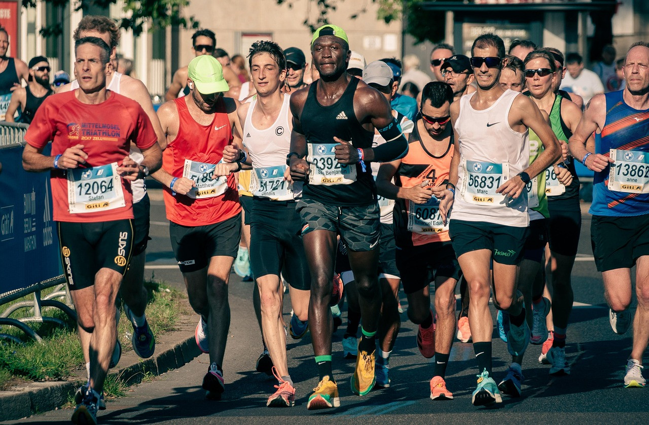 Representative image: marathon runners crowd street