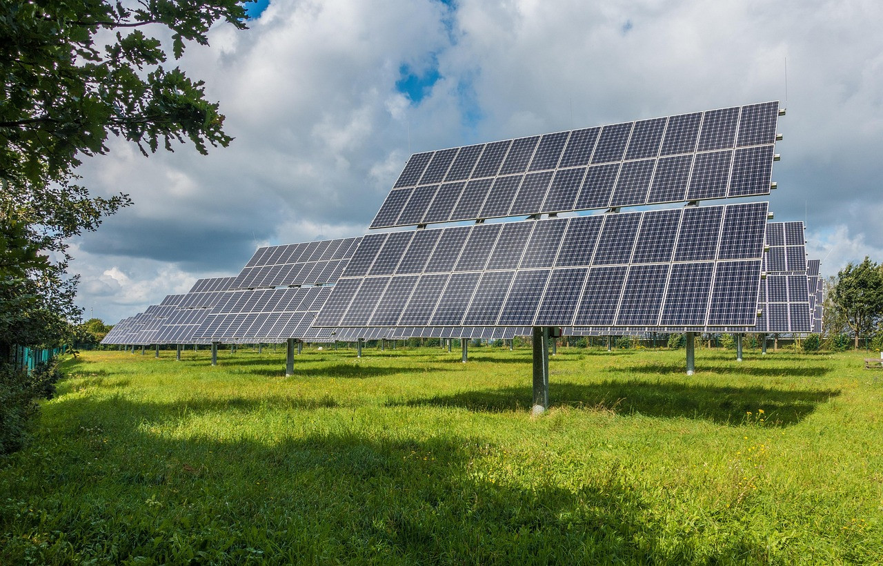 Representative image: solar panels above crop field