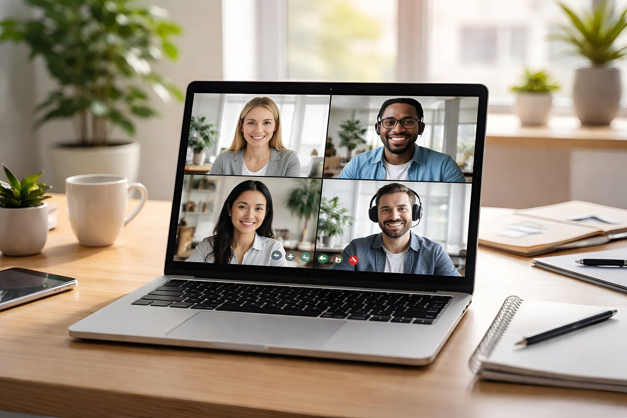 Representative image: video conference meeting laptop