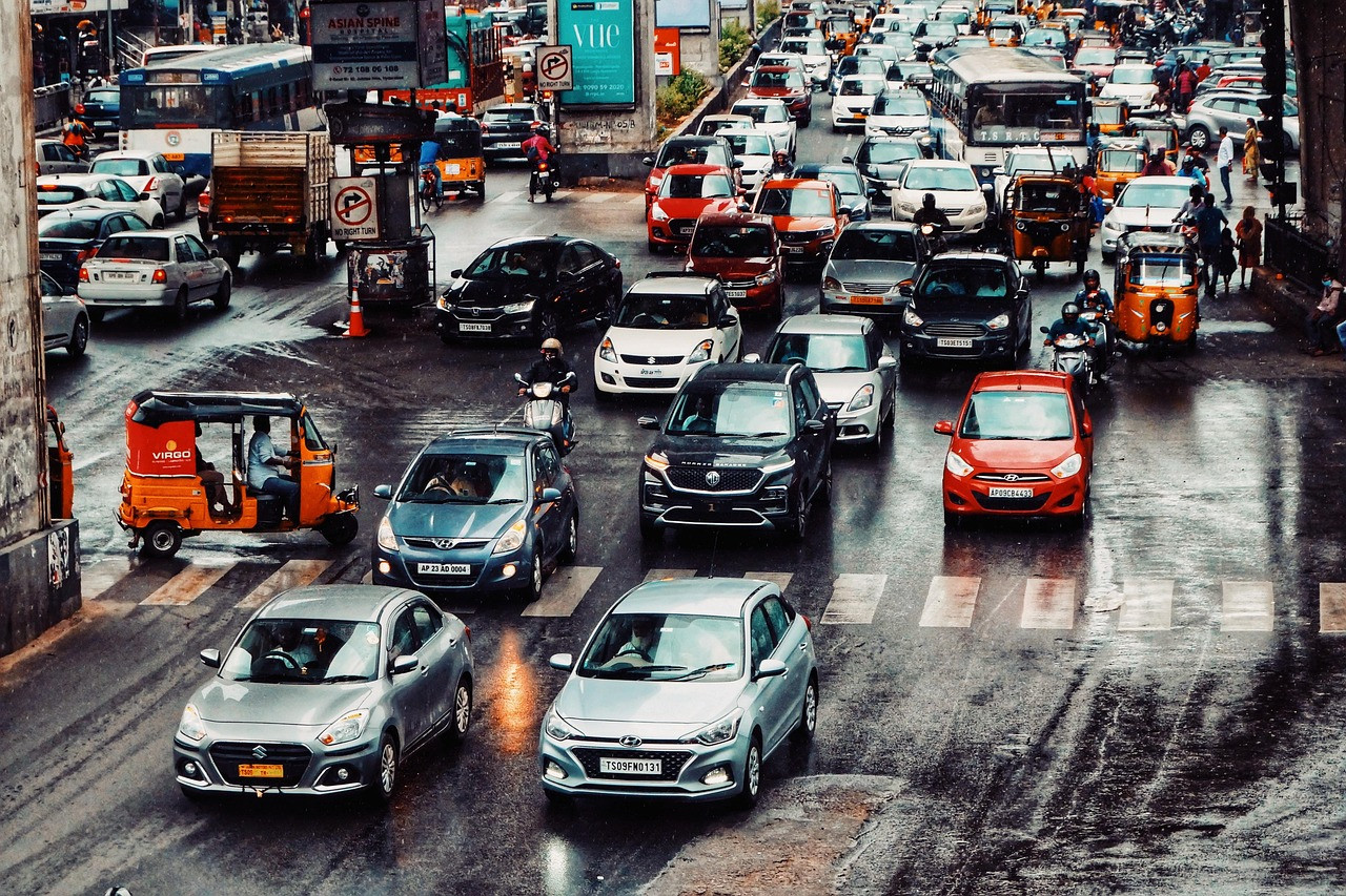 Representative image: motorcycle on city street traffic