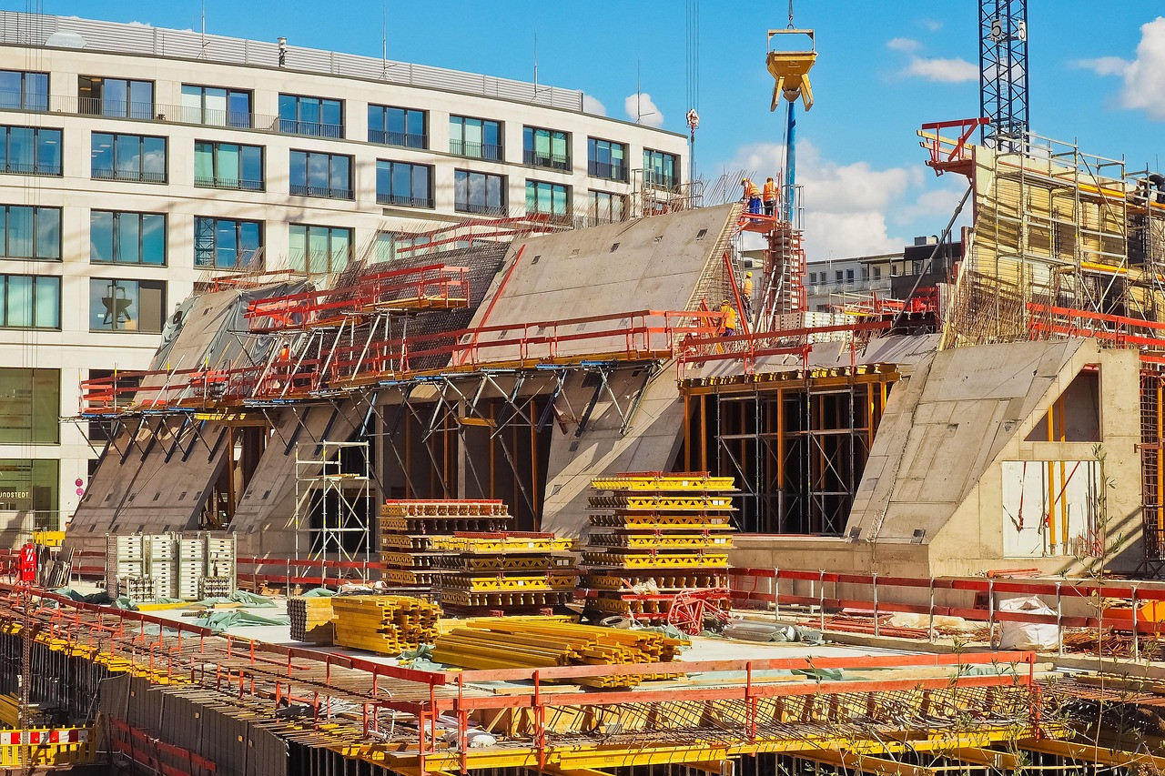 Representative image: office buildings construction crane
