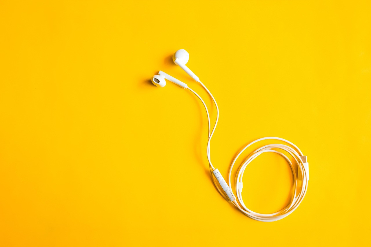 Representative image: wireless earphones white background