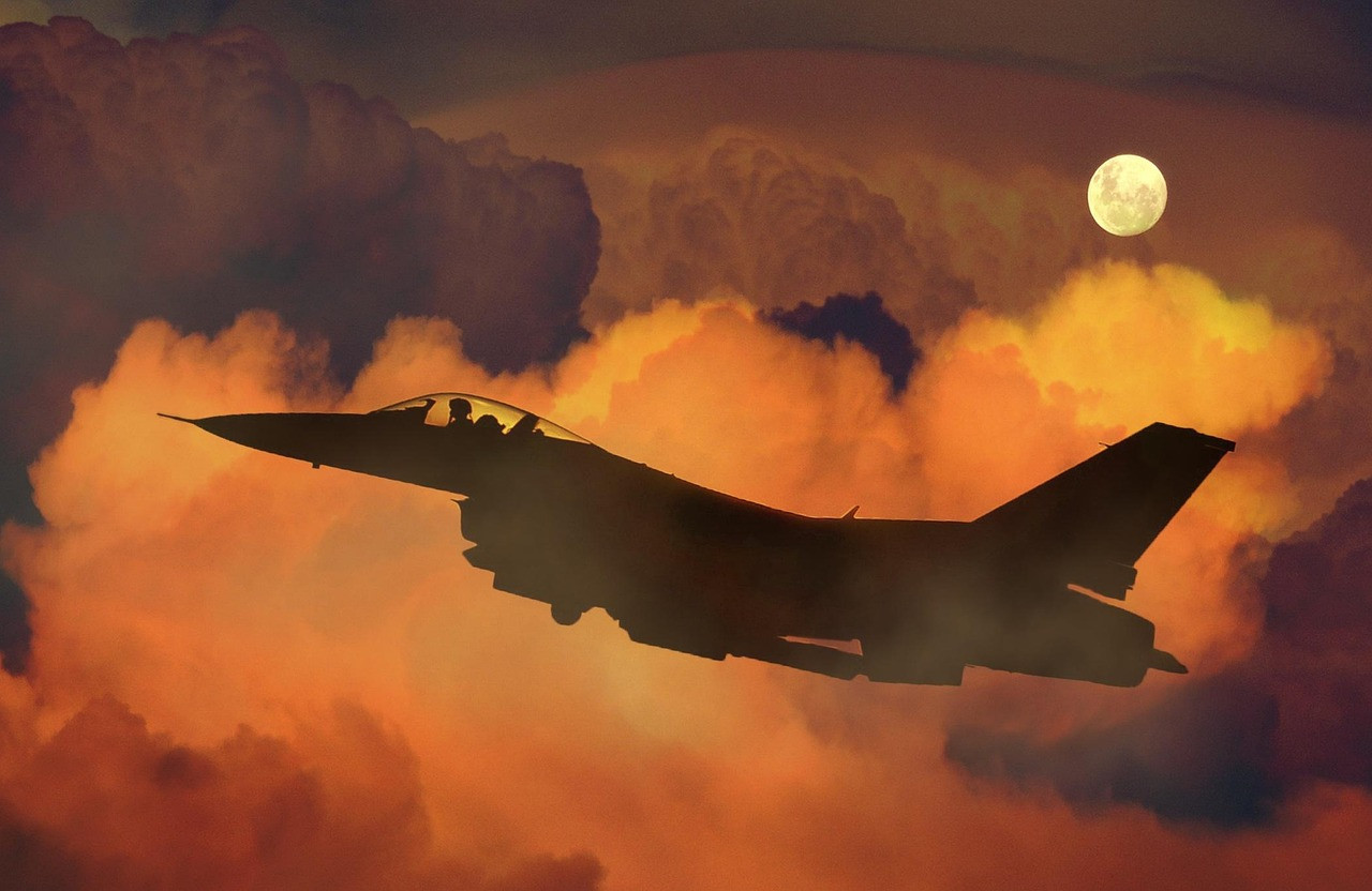 Representative image: fighter jet silhouette sunset