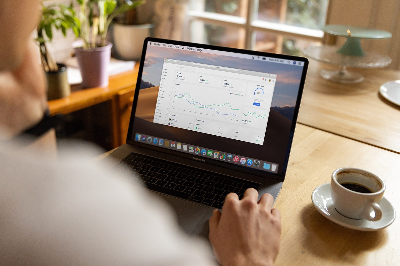 Representative image: man checking stock chart laptop