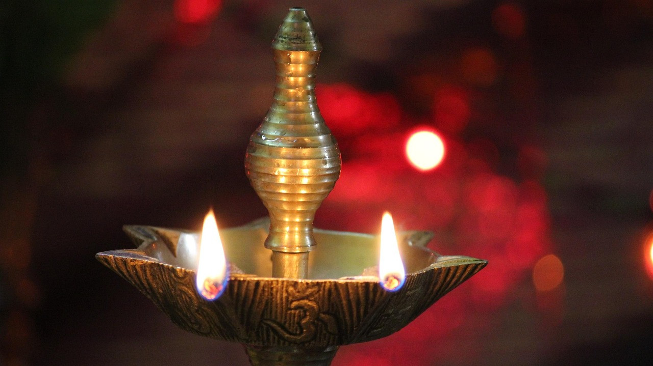 Representative image: hindu temple festival lamps
