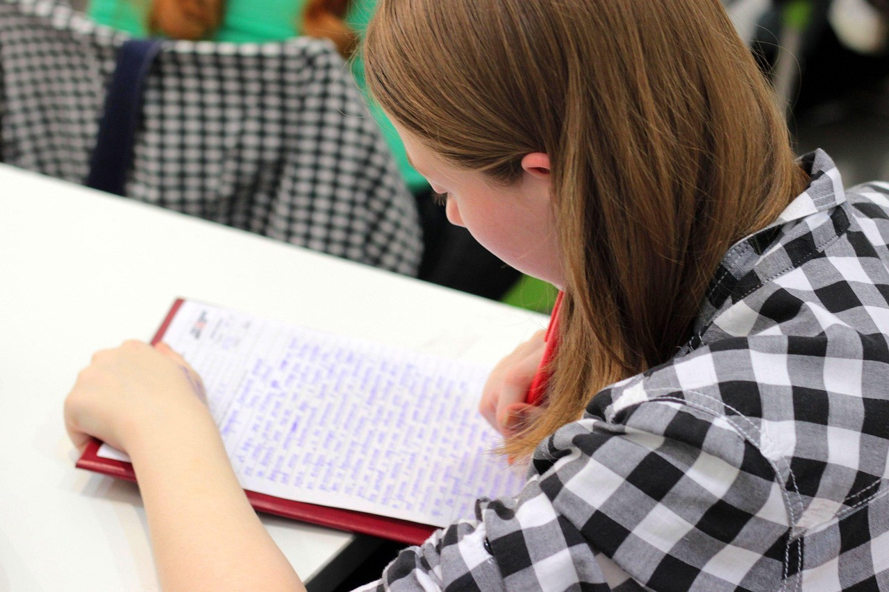Representative image: student writing essay at desk