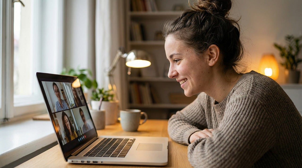 Representative image: video conference meeting laptop office